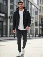 Pánska zimná bunda s kapucňou čierna FashionStreet TX5110