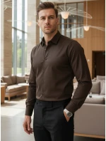 Pánska elegantná hladká tmavohnedá košeľa SLIM FIT FashionStreet DX2679