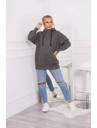 Mikina Warm-up s polovičným zipsom v grafitovej farbe