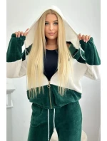 Súprava rebrovaná velúrová mikina + nohavice tmavozelená Súprava rebrovaná velúrová mikina + nohavice tmavozelená