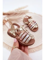 Sandałki Dziecięce Dziewczęce Z Eko Skóry Złote Mariana