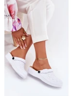 Piankowe Klapki Chodaki Damskie Białe Faylina