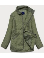 Tenká zelená dámska bunda s ozdobným prešívaním (JIN226)