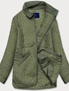 Tenká zelená dámska bunda s ozdobným prešívaním (JIN226)