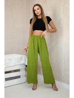 Nohavice so širokými nohavicami olivové