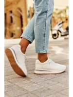 Skórzane Sneakersy Damskie Na Platformie Big Star RR274A333 Białe
