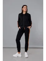 Čierno-oranžový dámsky teplákový komplet s lampasmi (KK0057) Čierno-oranžový dámsky teplákový komplet s lampasmi (KK0057)