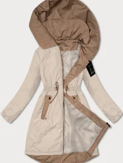 Svetlo béžová dámska bunda so šnúrkou v páse S'West (B8352-46)