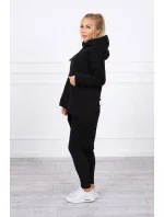 Zateplená mikina s dlhým chrbtom a kapucňou čierna