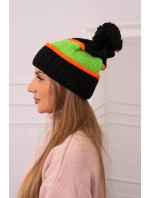 Kinga dámska čiapka K297 čierna+zelená neón+oranžová