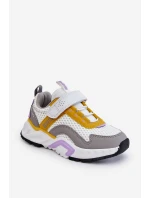Dziecięce Sportowe Buty Na Rzep Big Star JJ374257 Biało-Żółte