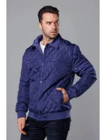 Tmavomodrá pánska prešívaná bunda s golierom (58M13080-215) Tmavomodrá pánska prešívaná bunda s golierom (58M13080-215)