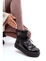 Damskie Śniegowce Na Platformie Z Wiązaniem Czarne Fleure