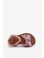 Błyszczące Dziecięce Sandałki Na Rzep Różowe Delphina