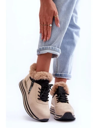 Dámske športové členkové topánky 21-Q99 model 185656 Beige with black - Step in style