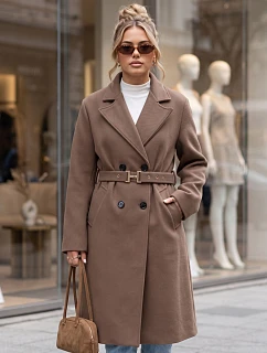 Elegantný dámsky dvojradový kabát s opaskom Fango FashionStreet NY0790