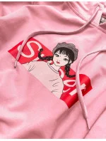 Dámska športová mikina vo špinavo ružovej farbe s kapucňou (N4596)