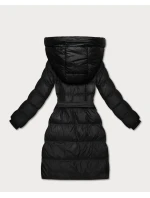 Prešívaná zimná bunda J Style s opaskom čierna (5M3253-392)
