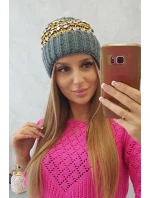 Dámska čiapka Iris K348 tmavo šedá + žltá