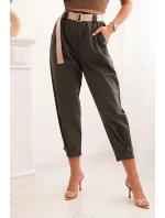 Letné nohavice Punto so zapínaním na gombíky tmavá khaki