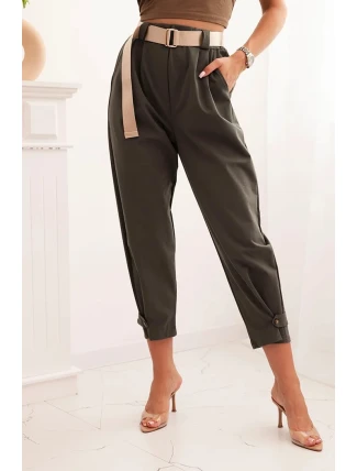 Letné nohavice Punto so zapínaním na gombíky tmavá khaki