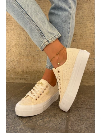 Trampki Damskie Z Koronką Lee Cooper LCW-25-31-3440L Beżowe