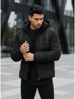Pánska prešívaná zimná bunda s kapucňou čierna FashionStreet TX5117