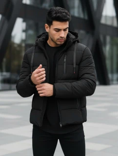 Pánska prešívaná zimná bunda s kapucňou čierna FashionStreet TX5117