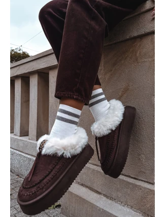 Śniegowce Damskie Z Futerkiem Na Platformie Czekoladowe Rosmira