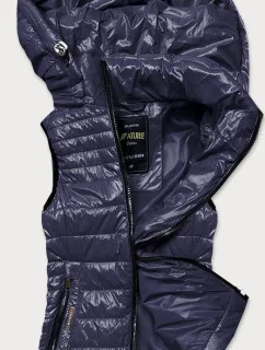 Tmavo modrá prešívaná dámska vesta (6385)