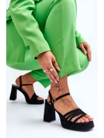 Damskie Zamszowe Sandały Na Obcasie I Platformie Czarne Verda