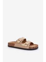 Klapki Damskie Z Klamrami Złote Fronila