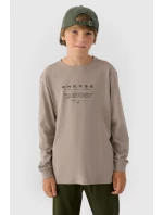 Koszulka Z Długim Rękawem Dla Chłopca Z Nadrukiem Regular 4F 4FJWAW24TLONM294-26S Szara