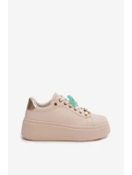 Dámské tenisky na platformě s přívěsky Medvídek Srdce Béžové Selorissa