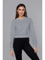 Svetlosivá tenká krátka dámska tepláková mikina (8B938-2) Svetlosivá tenká krátka dámska tepláková mikina (8B938-2)