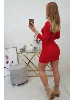 Šaty s gombíkovým výstrihom červené