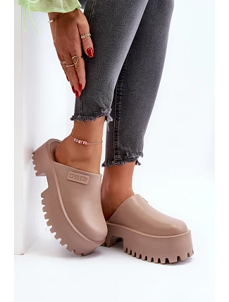 Damskie Klapki Na Masywnej Podeszwie Big Star NN274016 Beżowe