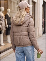 Dámska prešívaná bunda s kapucňou, béžová, FashionStreet TY5858 Dámska prešívaná bunda s kapucňou, béžová, FashionStreet TY5858