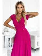 411-5 CRYSTAL trblietavé dlhé šaty s výstrihom - FUSSION 411-5 CRYSTAL trblietavé dlhé šaty s výstrihom - FUSSION