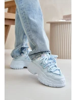 Sneakersy Damskie Na Masywnej Podeszwie Niebieskie Nevela