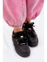 Eko Skórzane Sneakersy Na Platformie Czarne Penolle