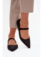 Sametové baleríny s páskem a zlatým detailem černé Gisanne