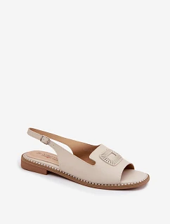 Dámske kožené sandále na nízkom podpätku S.Barski KV61-6076 beige
