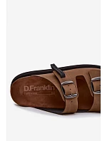 Kožené pánské pantofle s přezkami D.Franklin DFSH407017 Hnědé