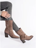 Pohodlné hnedé členkové topánky s plochým podpätkom pre ženy Pohodlné hnedé členkové topánky s plochým podpätkom pre ženy
