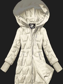 Dámska prešívaná prechodná bunda s pletenými rebrovanými manžetami Libland ecru (LD-7775)