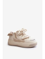 Sneakersy Damskie Na Platformie Beżowe Moariella