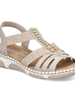 Dámske sandále na podpätku Romans beige Rieker 66201-62