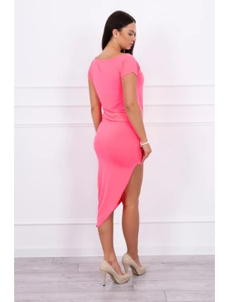 Asymetrické šaty ružové neónové