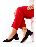 Zamszowe Czółenka Lewski 3118 Czarne